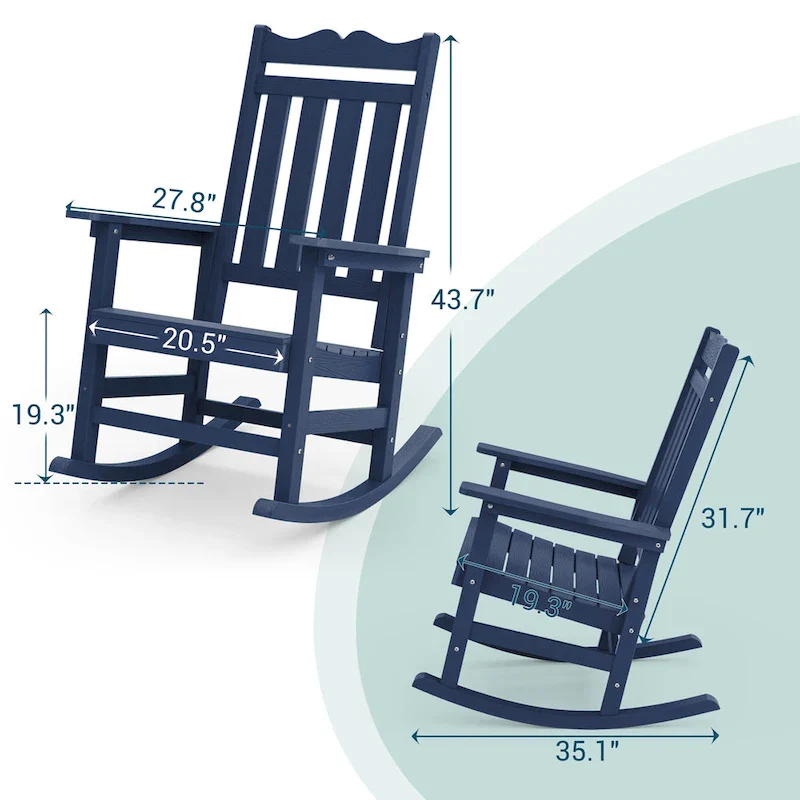 BONOSUKI Patio Adirondack Rocking Chair,Fire Pit Chair Weather Resistant