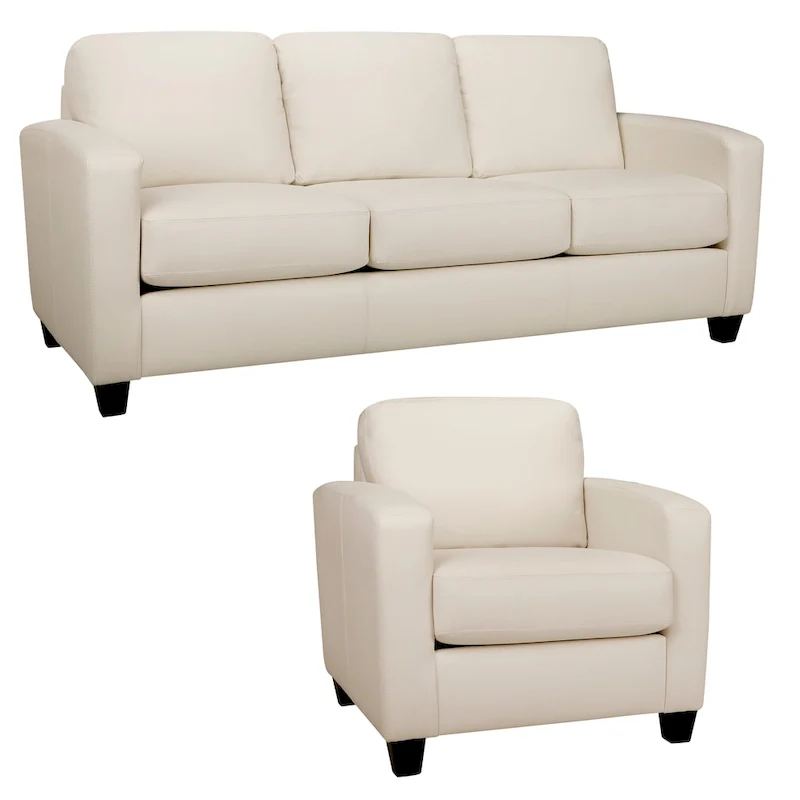 Bryce Italian Top Grain Leather Sofa and Chair Set