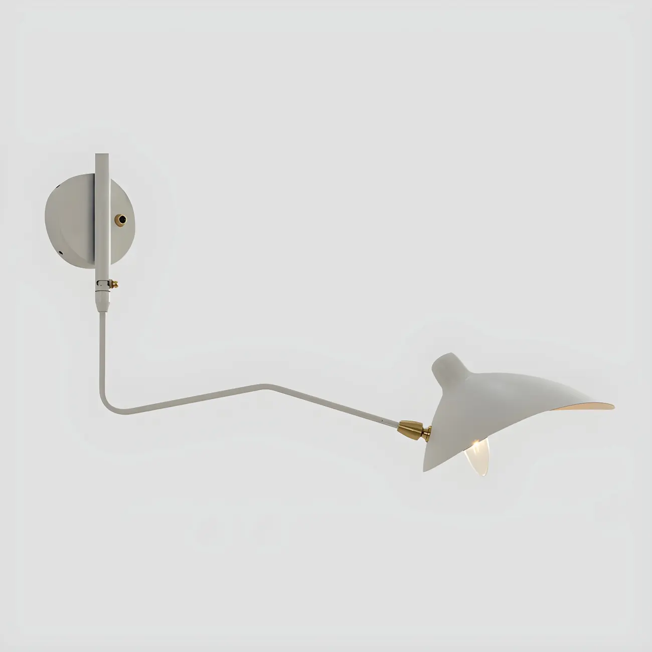 Modern 2-Light White Dual-Arm Swing Arm Wall Light