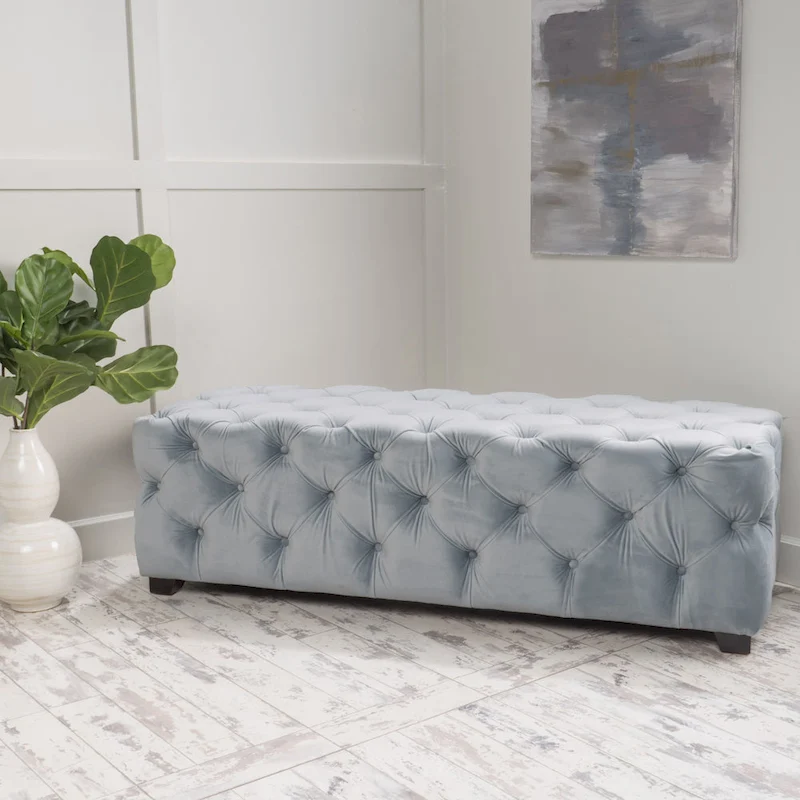 Piper Glam Tufted Velvet Ottoman Bench by Christopher Knight Home
