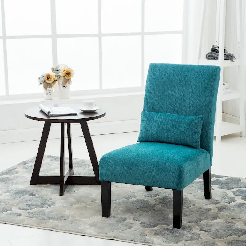 Porch & Den Vista Armless Chenille Accent Chair w/ Kidney Pillow