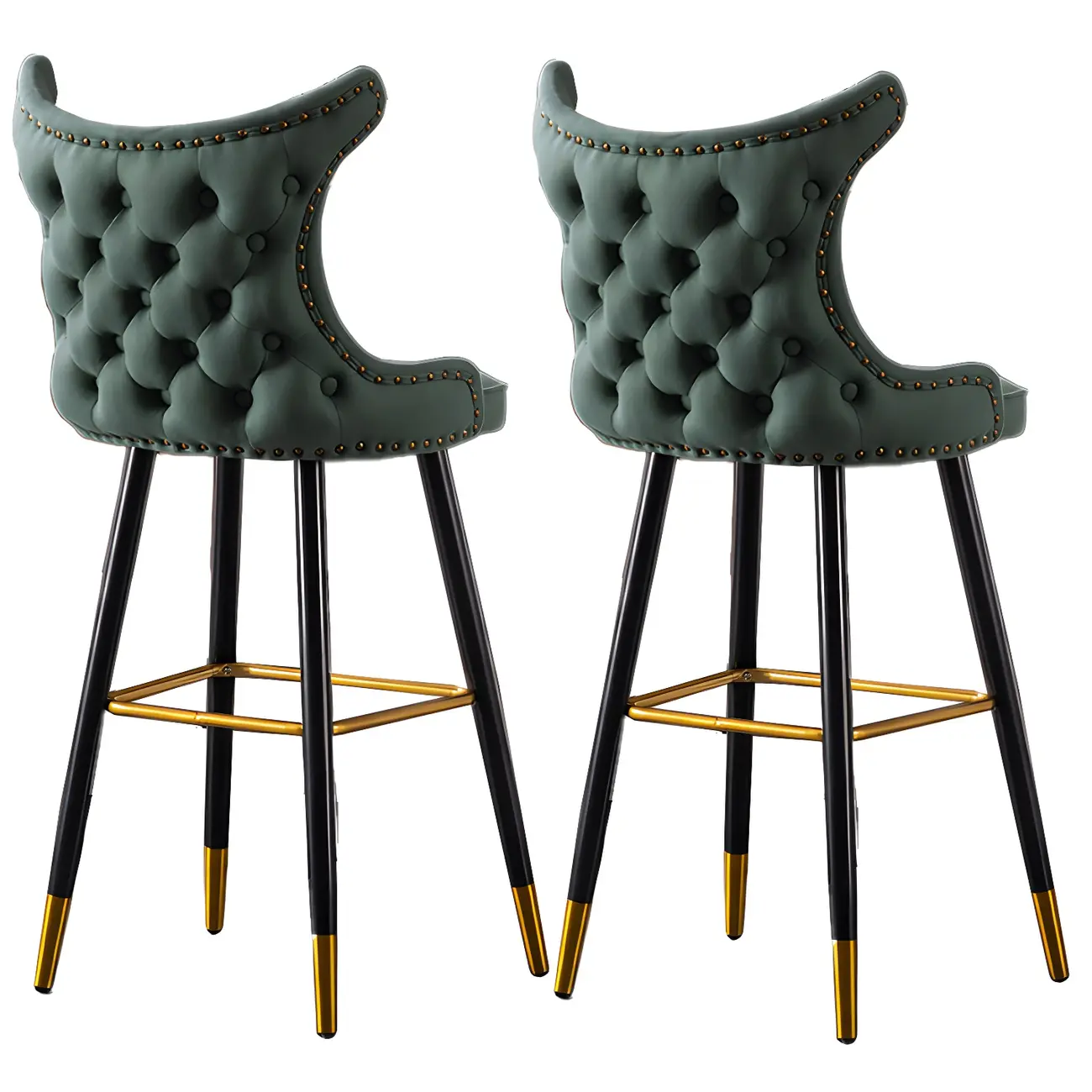 Velvet Upholstered Wingback Counter Height Bar Stools