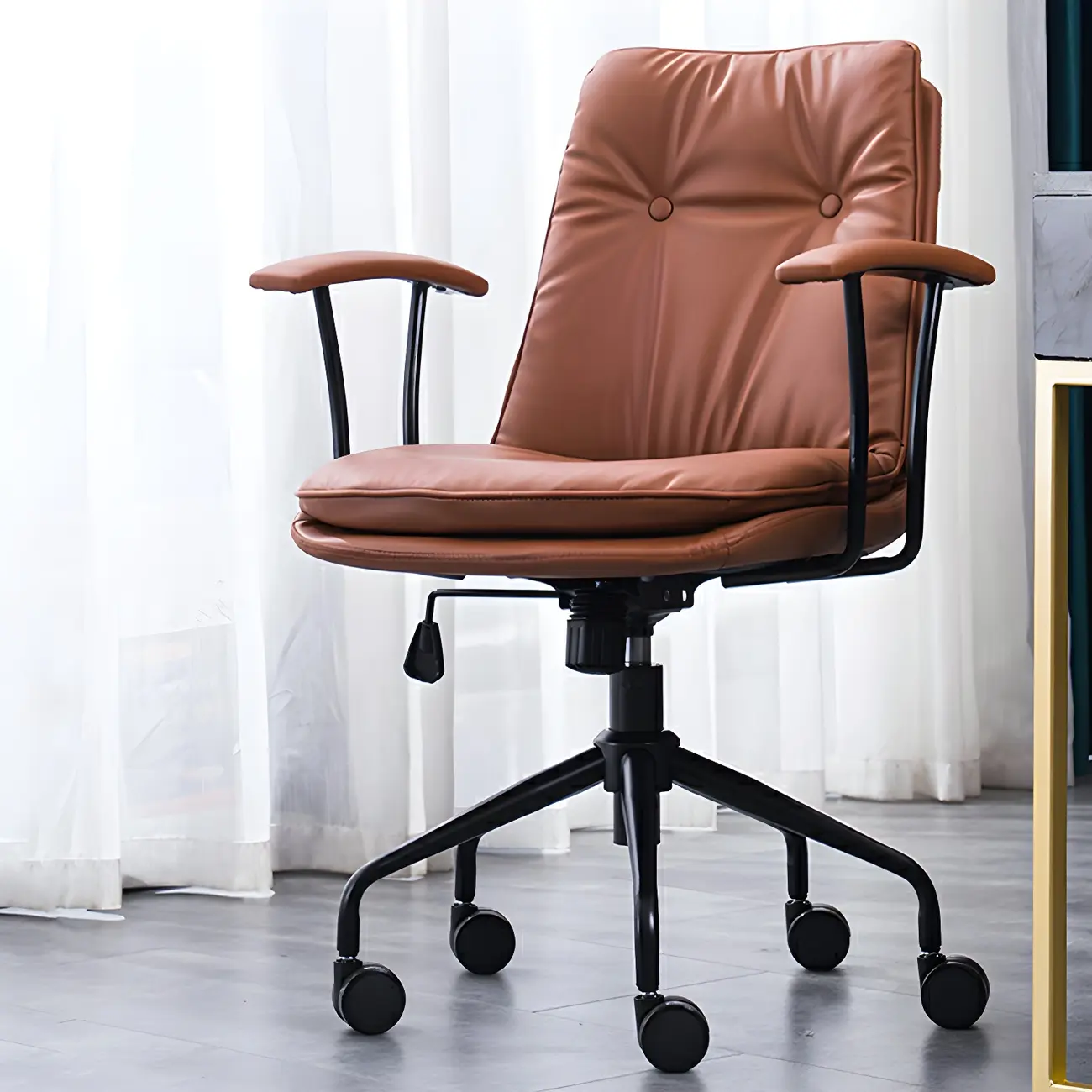 Modern Green Leather Swivel Tilt Office Chair