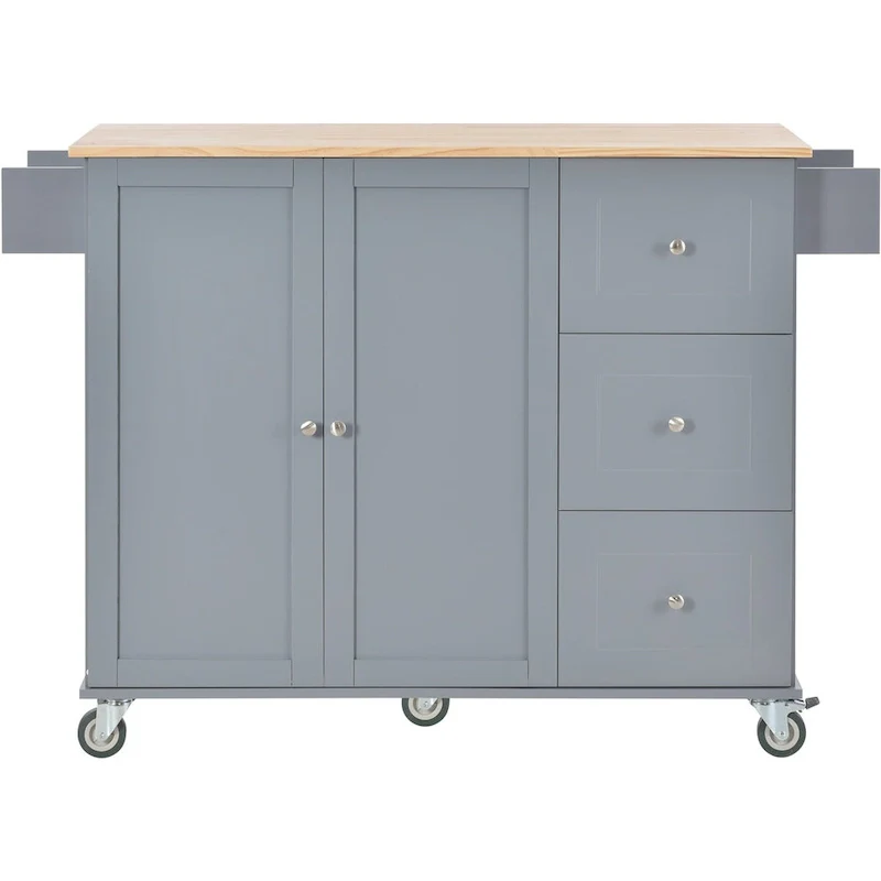 Multifunctional Kitchen Cart with Spice Rack and Adjustable Shelves