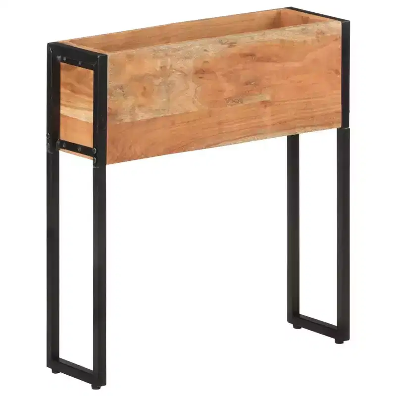 vidaXL Planter Natural wood with black metal frame