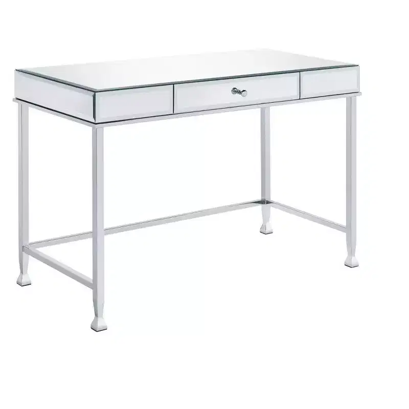 HomeRoots 42 Clear and Silver Mirrored Writing Desk