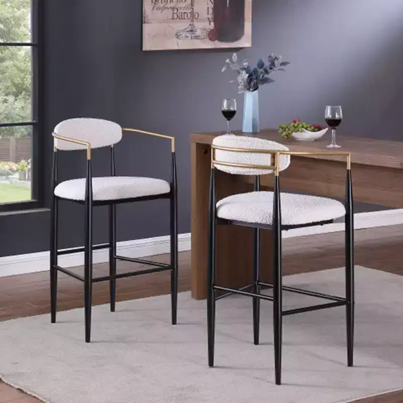 Set of 2 Bar Stool Counter Height Stool Dining Chair Pub Kitchen Stool Armchair with Iron Legs-ModernLuxe