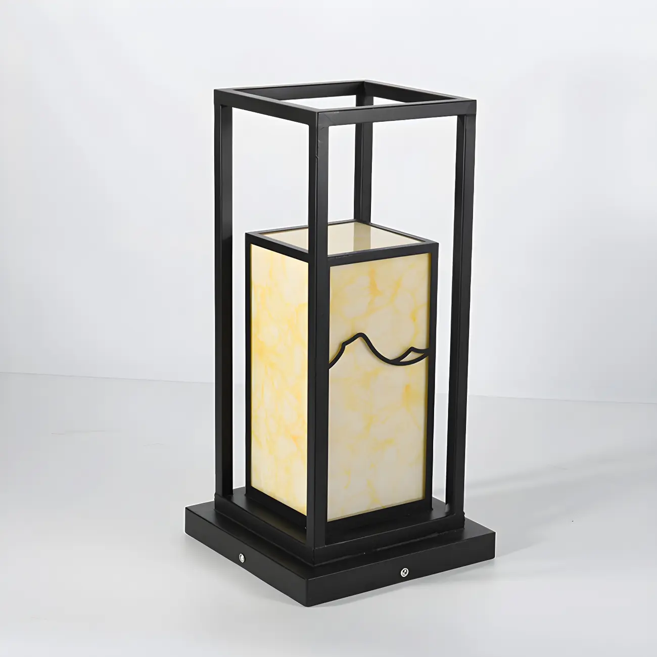 Black Metal Glass Geometric Post Cap Light