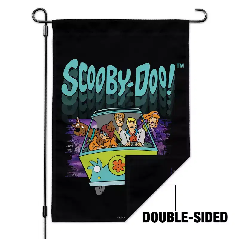 ScoobyDoo Frightened Driving Garden Yard Flag with Pole Stand Holder