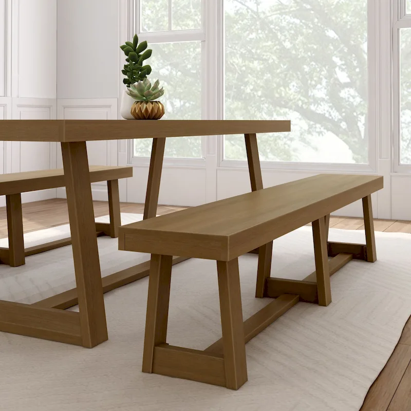 Solid Wood Farmhouse Dining Bench