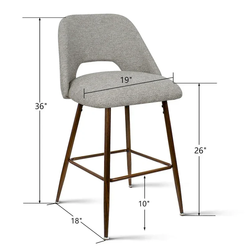 Upholstered Modern Bar Stool Walnut Leg