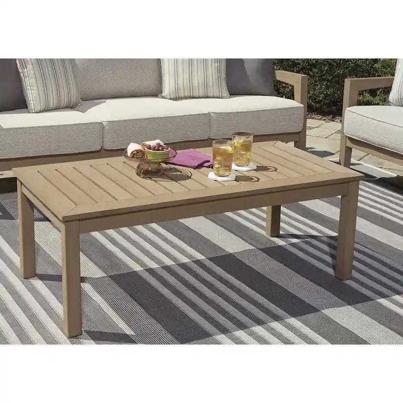 Signature Design by Ashley Hallow Creek Driftwood Outdoor Coffee Table - 48.75 W x 24.13 D x 18.13 H