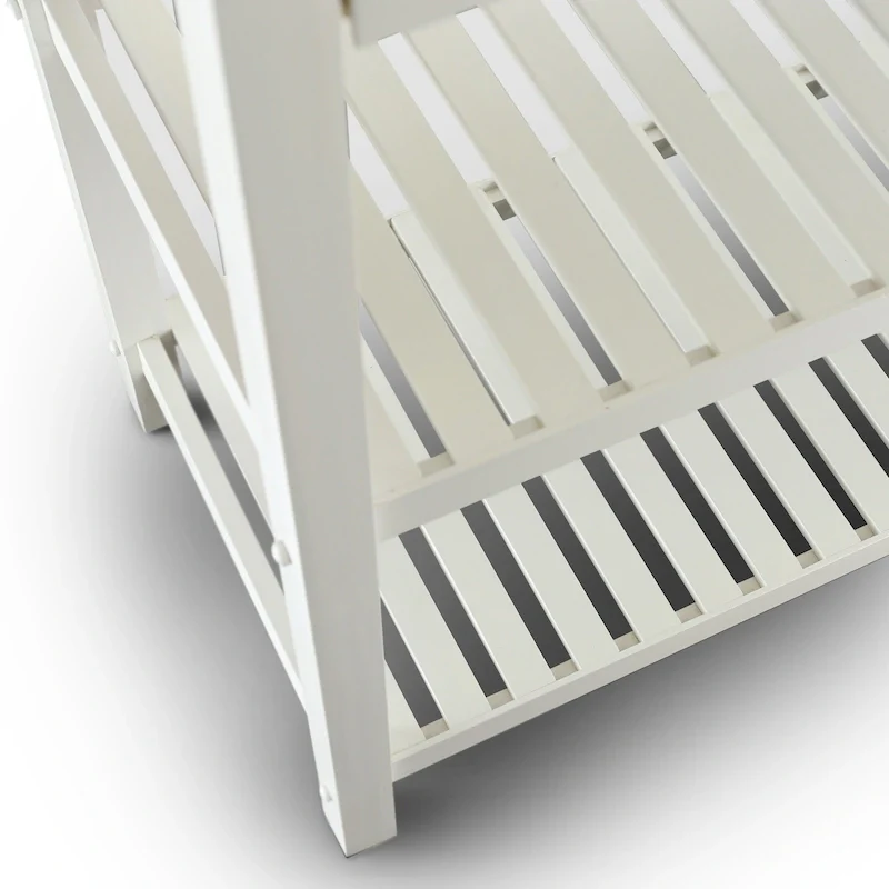 2-shelf Natural Solid Wood Top Kitchen Island - N/A