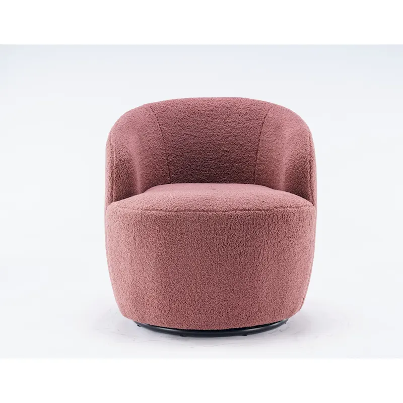 360° Swivel Barrel Accent Chair – Soft Teddy Fabric, Ergonomic Backrest