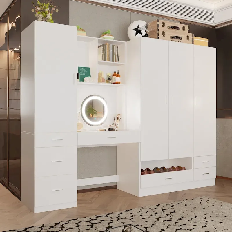 Armoires Storage Solution Convertible Wardrobe Organizer Mirror Vanity