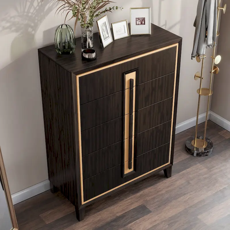 Furniture of America Nyx Modern 5-Drawer Espresso Solid Wood Chest