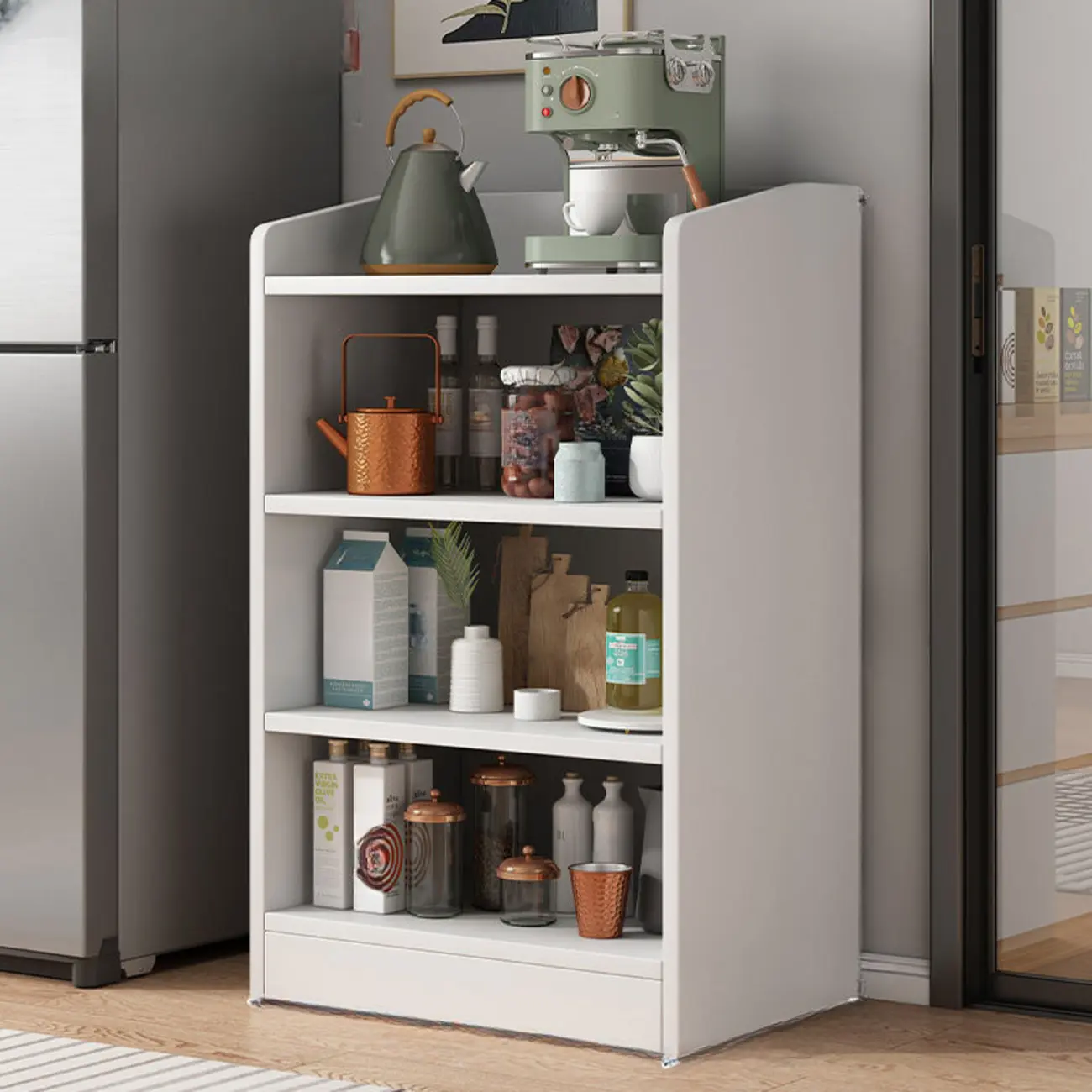 Modern Wood Narrow Sideboard with Sliding Doors