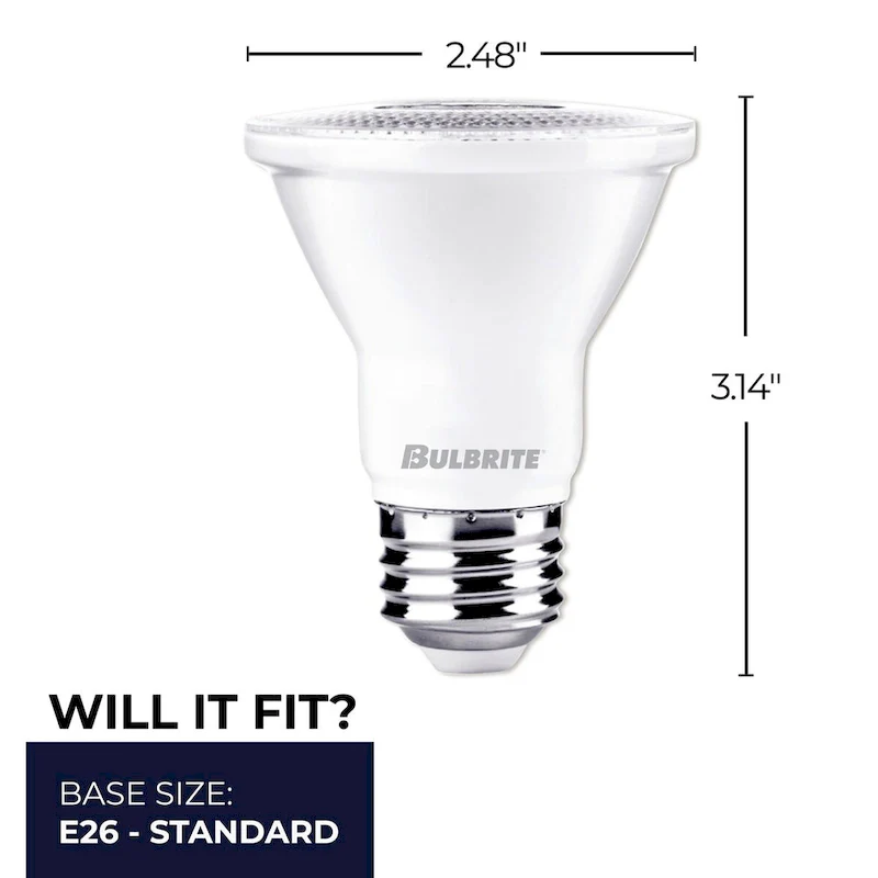 Bulbrite Pack of (4) 7 Watt Dimmable Flood PAR20 Medium (E26) LED Light Bulb - Soft White Light
