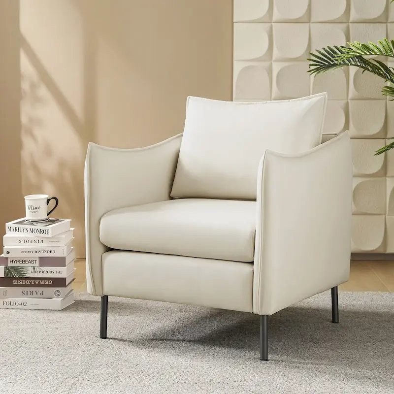 Modern Anti-scratch Fabric Armchair with Black Metal Legs