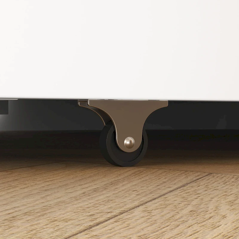 Modern Wood Full Murphy Bed Chest in White Finish Dresser 2-1 Cabinet