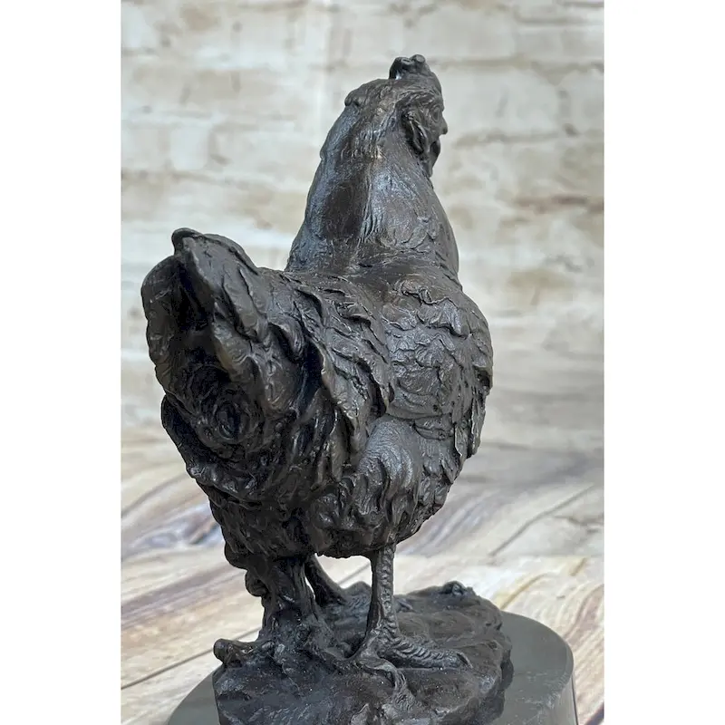 Lucky Chicken Rooster Chanticleer Bronze Statue Sculpture Statue Art 7 Inches X 5 Inches