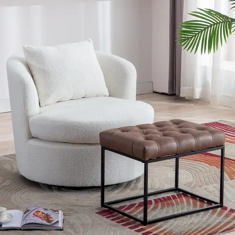 Swivel Barrel Chair with Lamb Wool Fabric