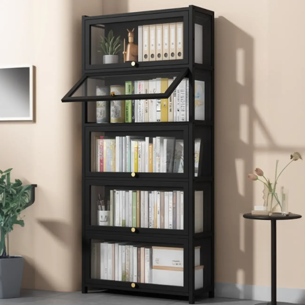 Modern Plexiglass Door Barrister Wood Bookcase