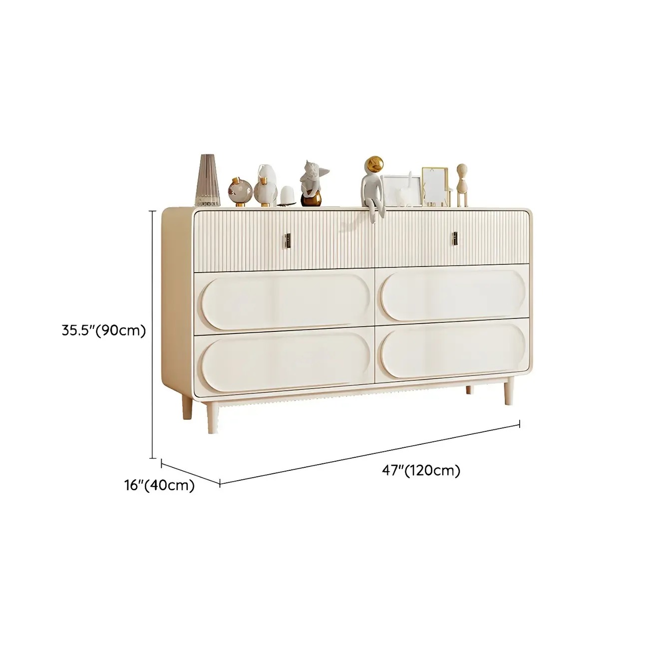 Classic White Wooden Chest with Metal Handles & Drawers