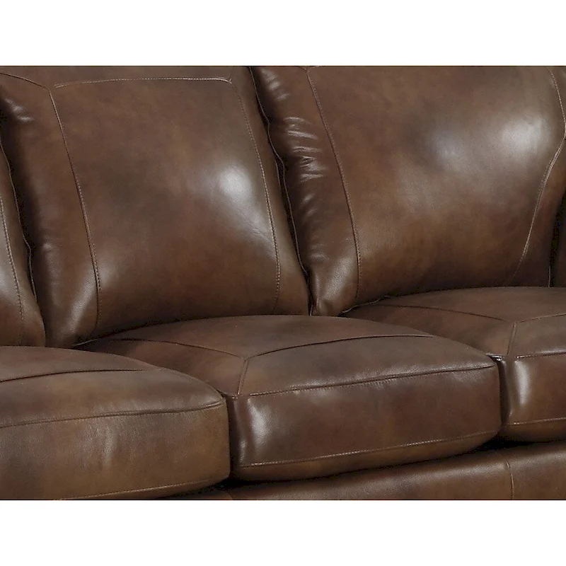 Sterling Cognac Brown Italian Leather Sofa, Loveseat and Chair Set