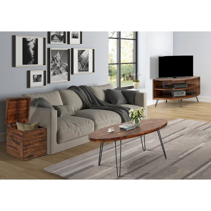 Raffles 44  Wood Oval Cocktail Table