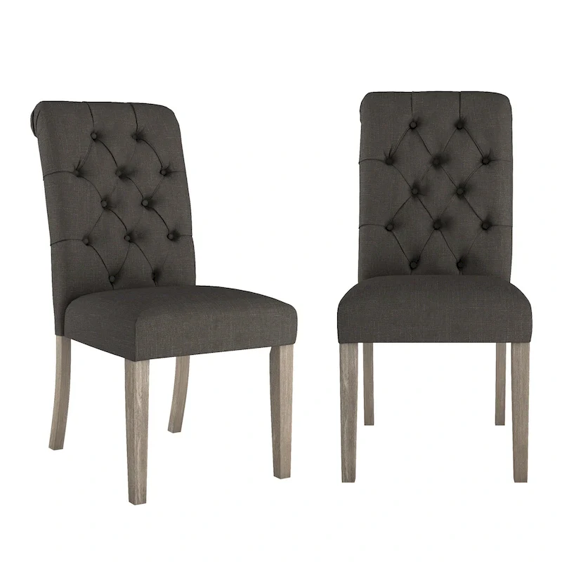 Krakova Tufted Rolled Back Parsons Chairs (Set of 2)