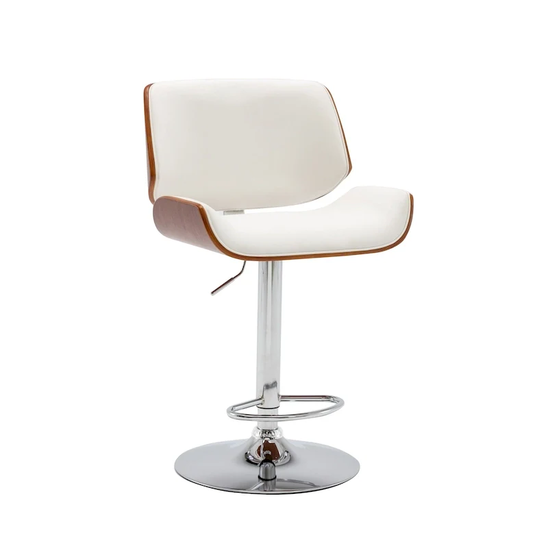 Height Adjustable Bar Stool, PU Upholstery, Chrome Base