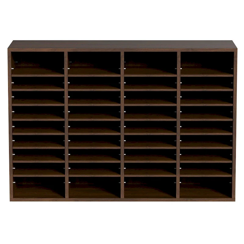 Vintage Brown / Grey / White / Black 36-Compartment Wood File Organizer for Single User