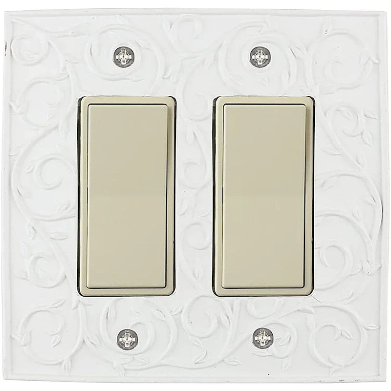 Meriville French Scroll 2 Rocker Wallplate, Double Switch Electrical Cover Plate