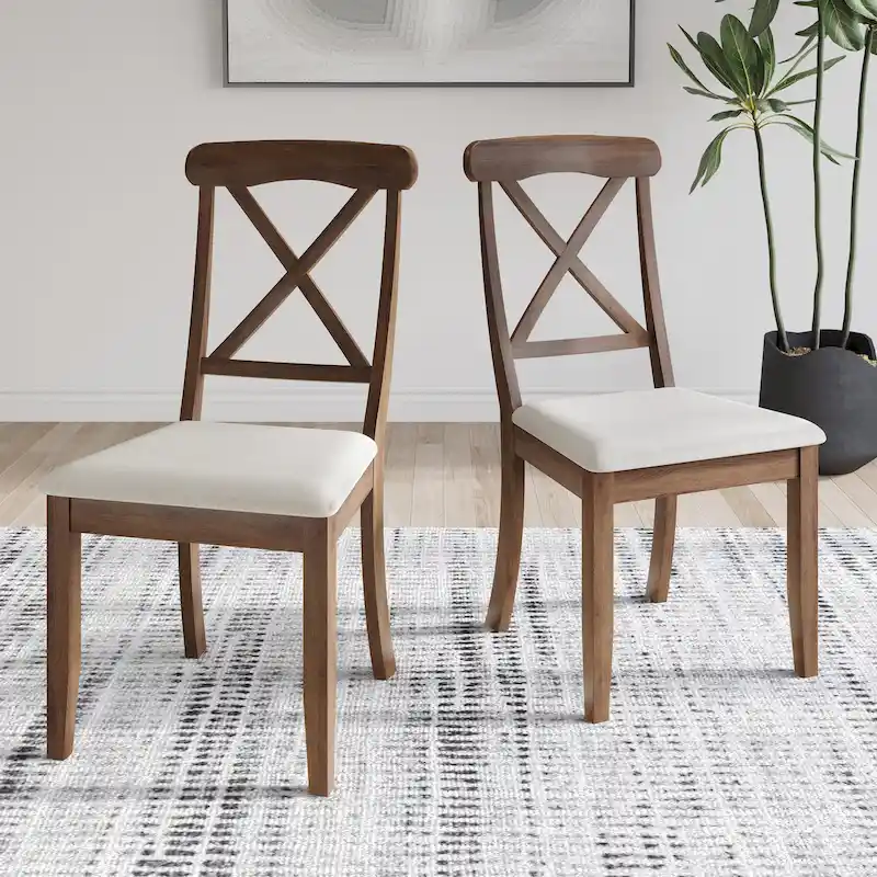 Farmhouse Style Wooden Dining Chairs (Set of 2) - N/A