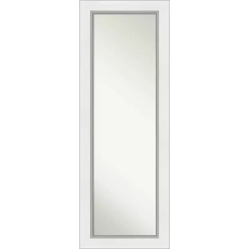 19" x 53" Eva White Silver Framed On the Door Mirror - Amanti Art: Wood Frame, No Assembly Required