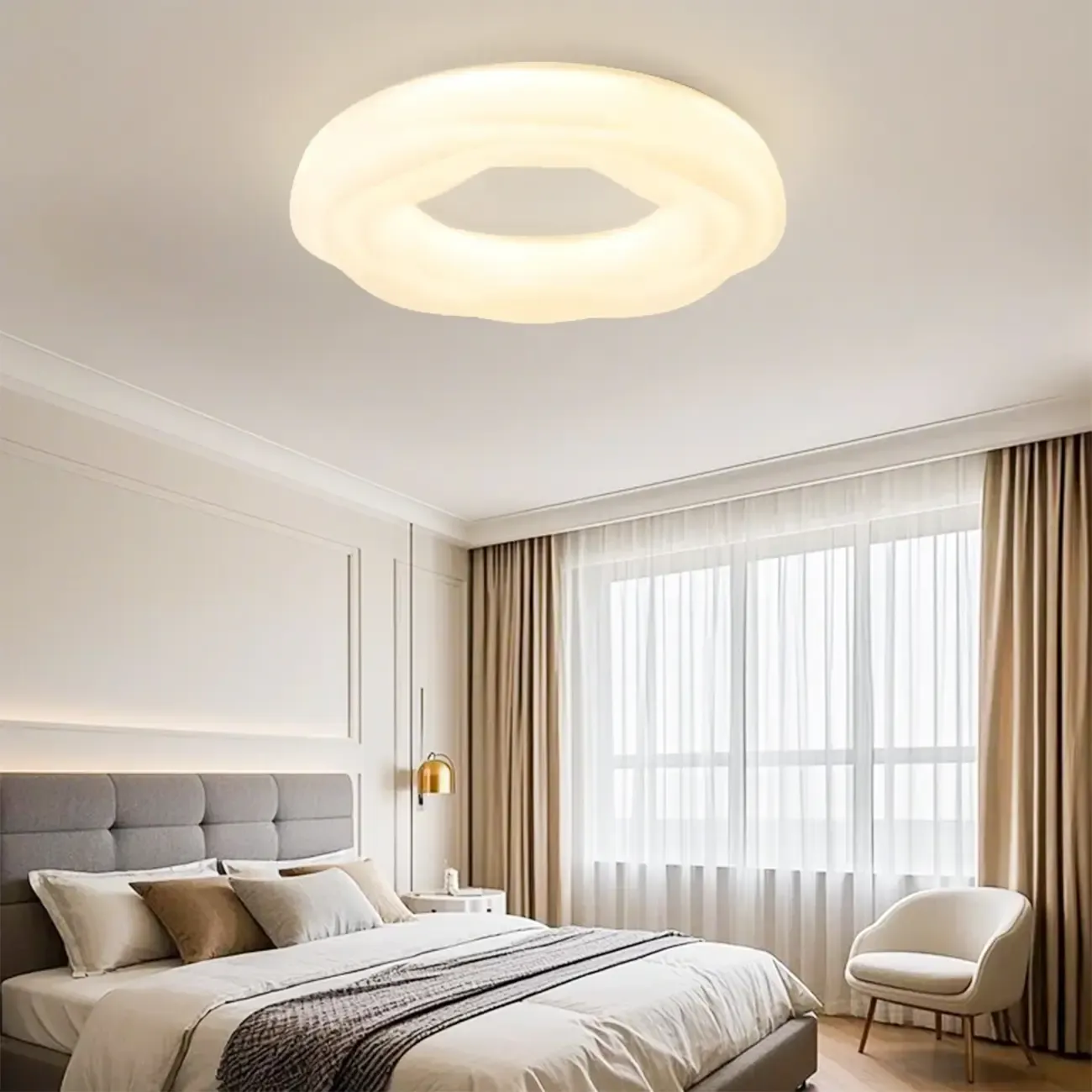 Modern Dimmable Circle Flush Ceiling Light for Bedroom