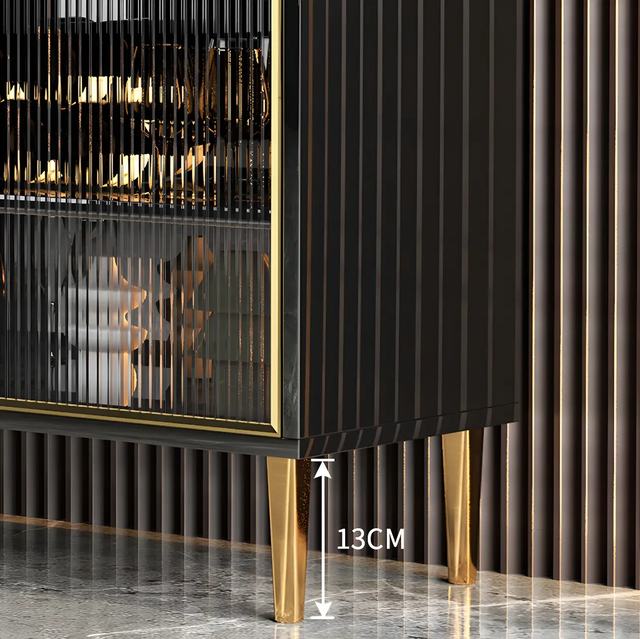 Glam High Gloss Wooden Buffet Sideboard with Cabinets