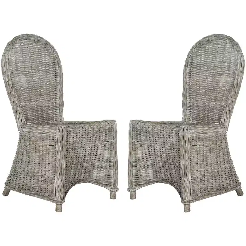 Idola 19 H Wicker Dining Chair (Set of 2) - SEA7004 - White Washed - Safavieh