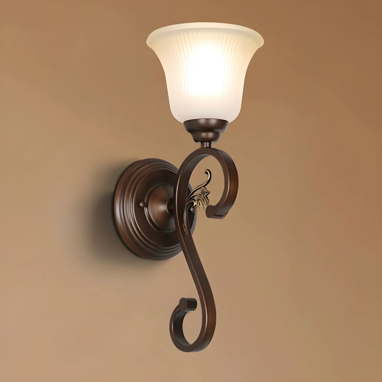 Modern Metal LED Wall Sconce Fixture with Glass Shade
