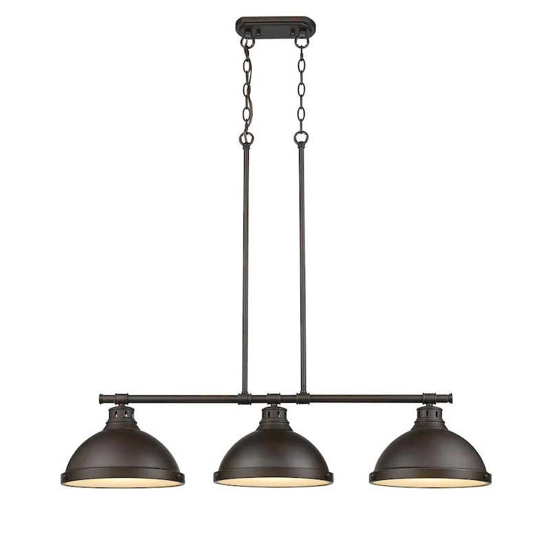 Golden Lighting Duncan Bronze Metal/ Glass 3-light Linear Pendant Fixture