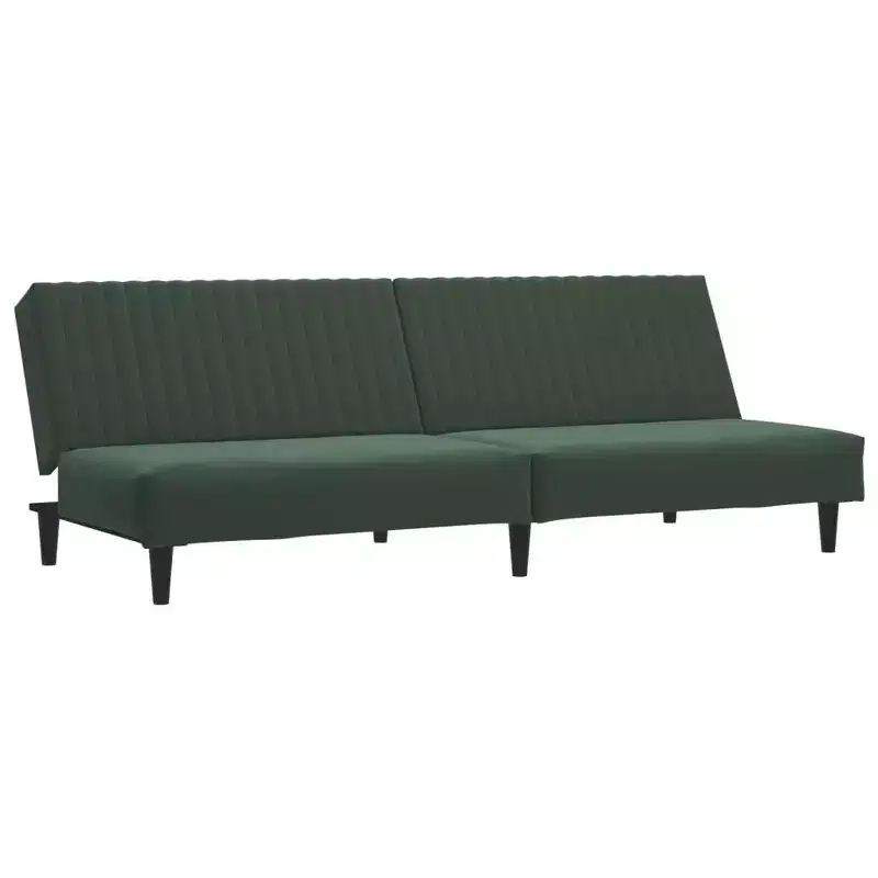 vidaXL 2-Seater Velvet Sofa Bed Convertible Loveseat Sleeper - Dark Green, Soft Upholstery, Sturdy Wood Frame, for Living Room, Small Spaces