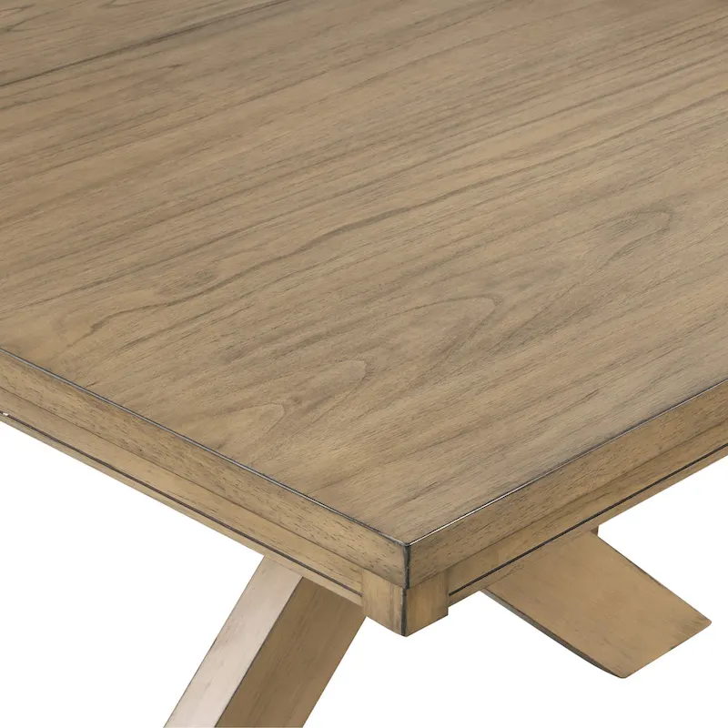 Roundhill Furniture Raven Wood 7-Piece Dining Set, Extendable Dining Table with 6 Chairs, Glazed Pine Brown