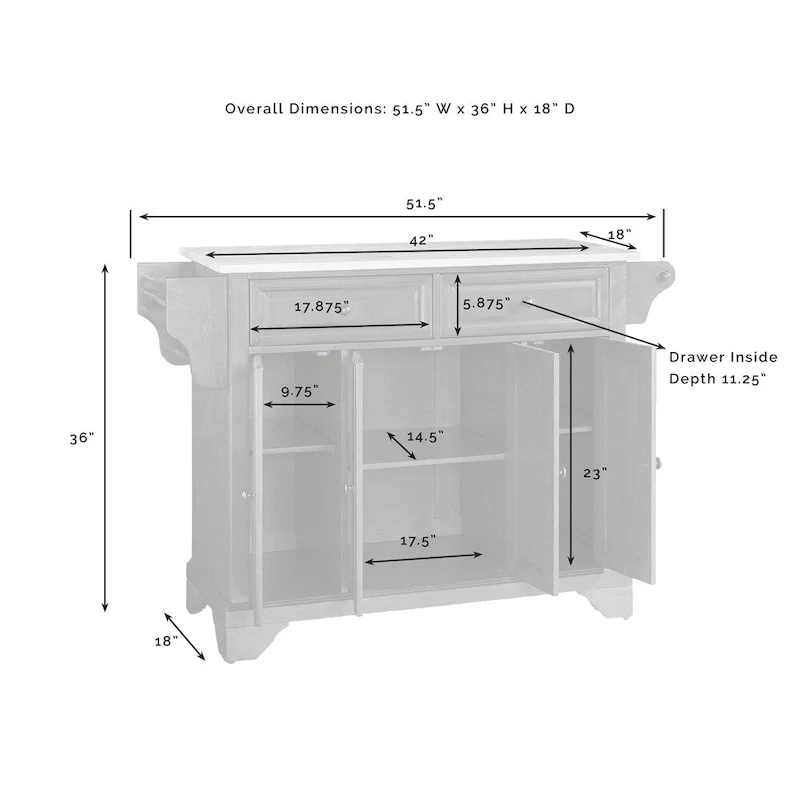 Crosley LaFayette Classic Cherry Natural Wood Top Kitchen Island - 18d x 51.5w x 36h