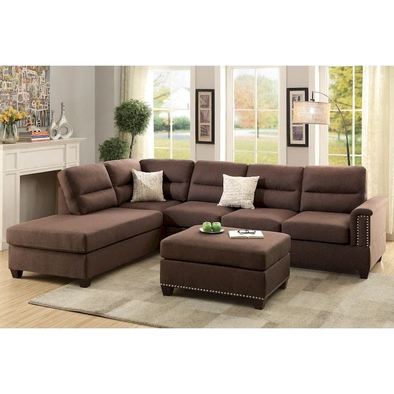 Toffy Left or Right Hand Chaise Sectional with Ottoman