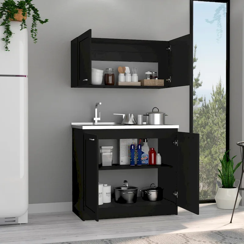 TUHOME Zurich Cabinet Set with 2 Inner Shelves - N/A