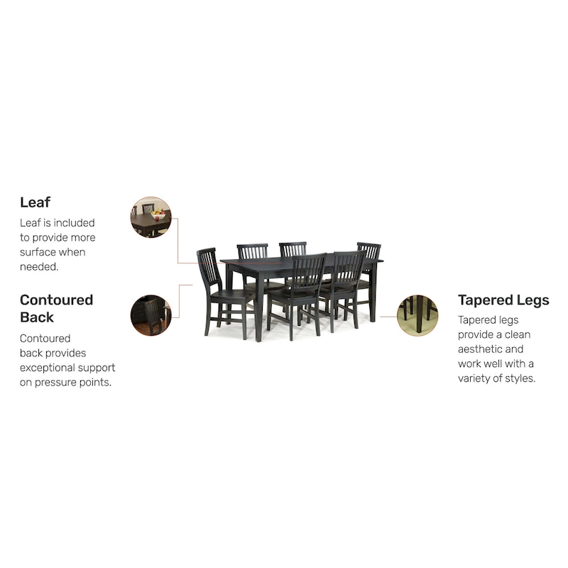 Arts & Crafts 7-piece Rectangular Dining Set with Extension Leaf by Homestyles