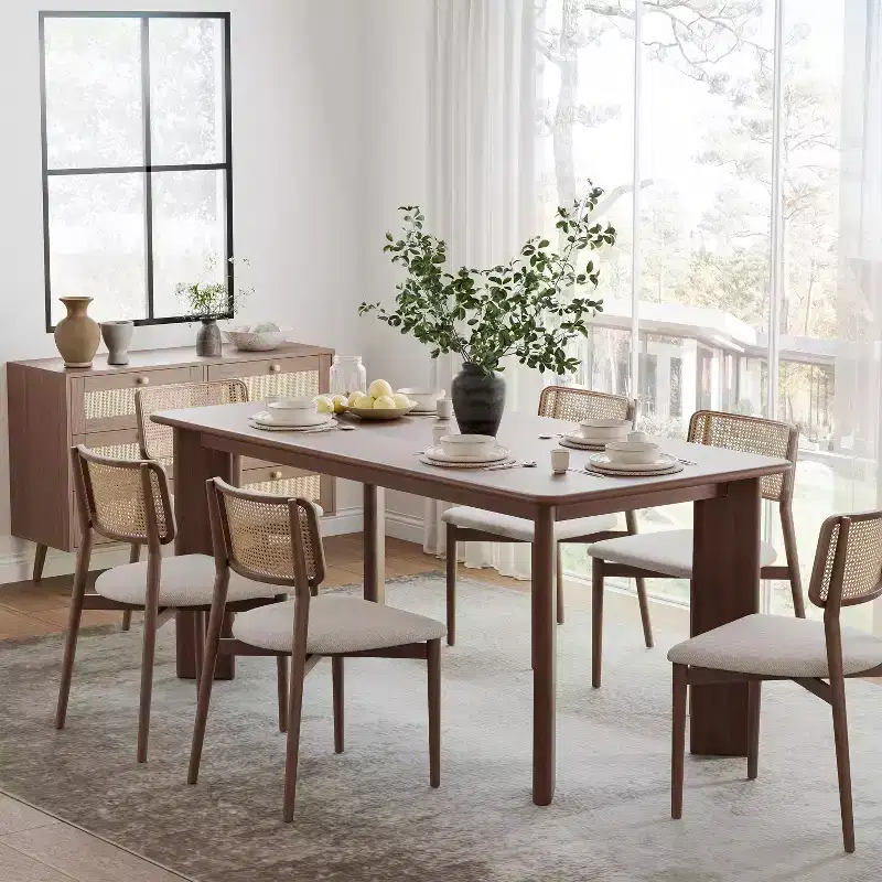 PexFix 67 Rectangle Dining Table for 4-6 Wood Kitchen Table with Scratch-Resistant Top & Solid Legs Modern Farmhouse for Living Room Kitchen Walnut