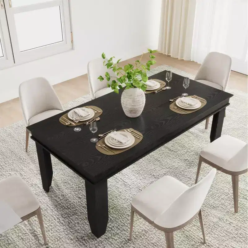 Farmhouse Dining Table for 6-8 People, 71in Wide Rectangular Wood Kitchen Table with Sturdy Frame & Rustic Wooden Finish for Dinner, Dining Room