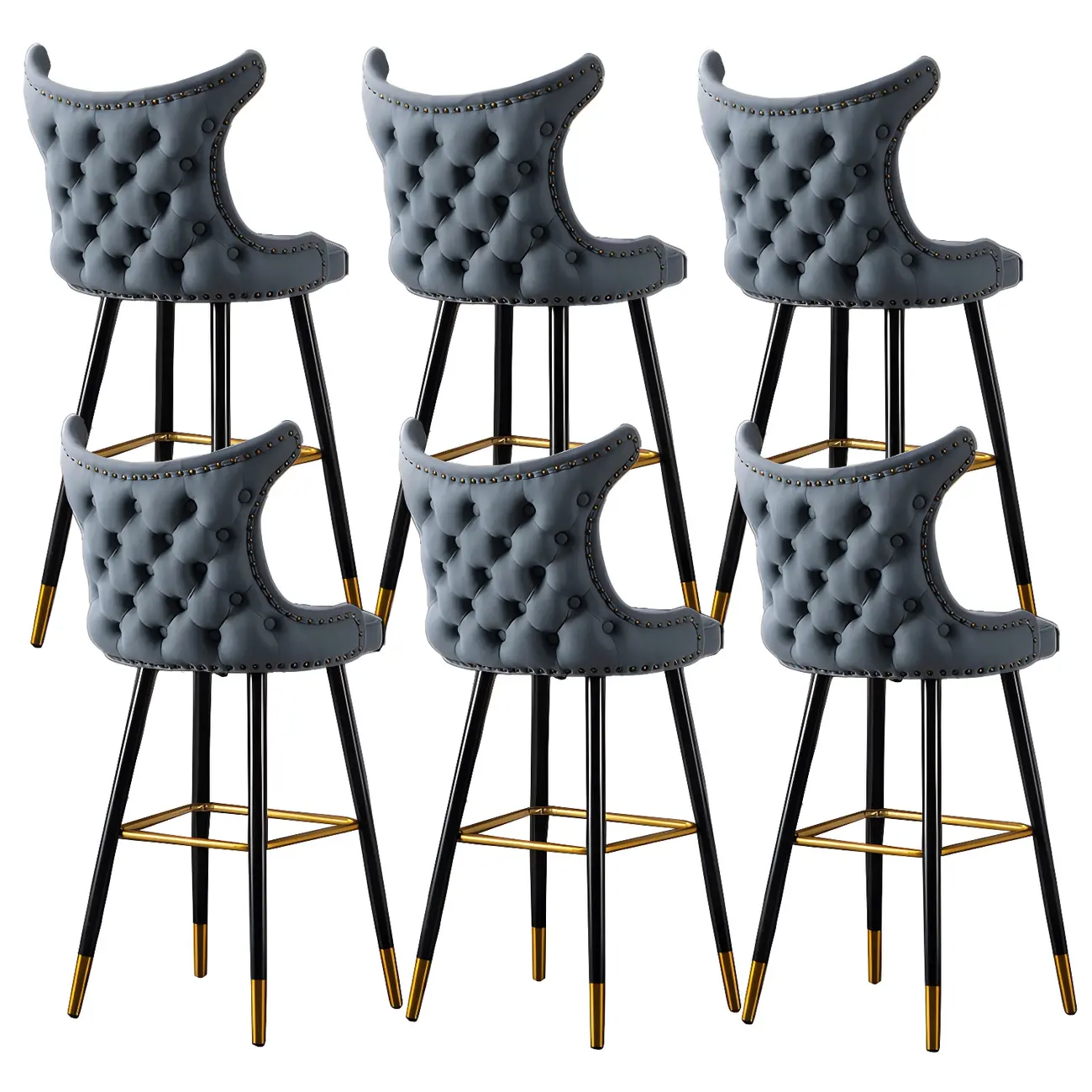Velvet Upholstered Wingback Counter Height Bar Stools